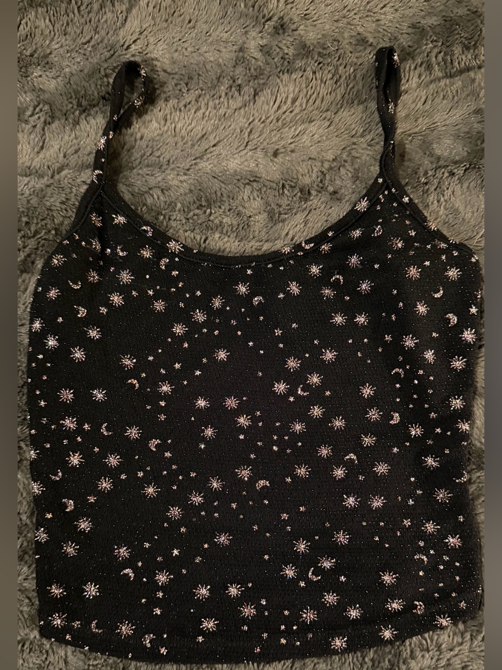 Urban Outfitters Black Glitter Star & Moon Cami